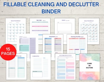 Cleaning checklist and Declutter checklist binder, spring cleaning checklists binder