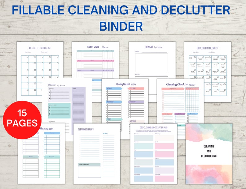 Cleaning Checklist and Declutter Checklist Binder, Spring Cleaning ...