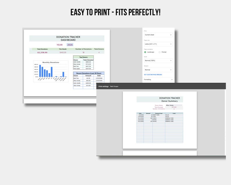 Donation Tracker Google Sheets Spreadsheet for Fundraising and ...