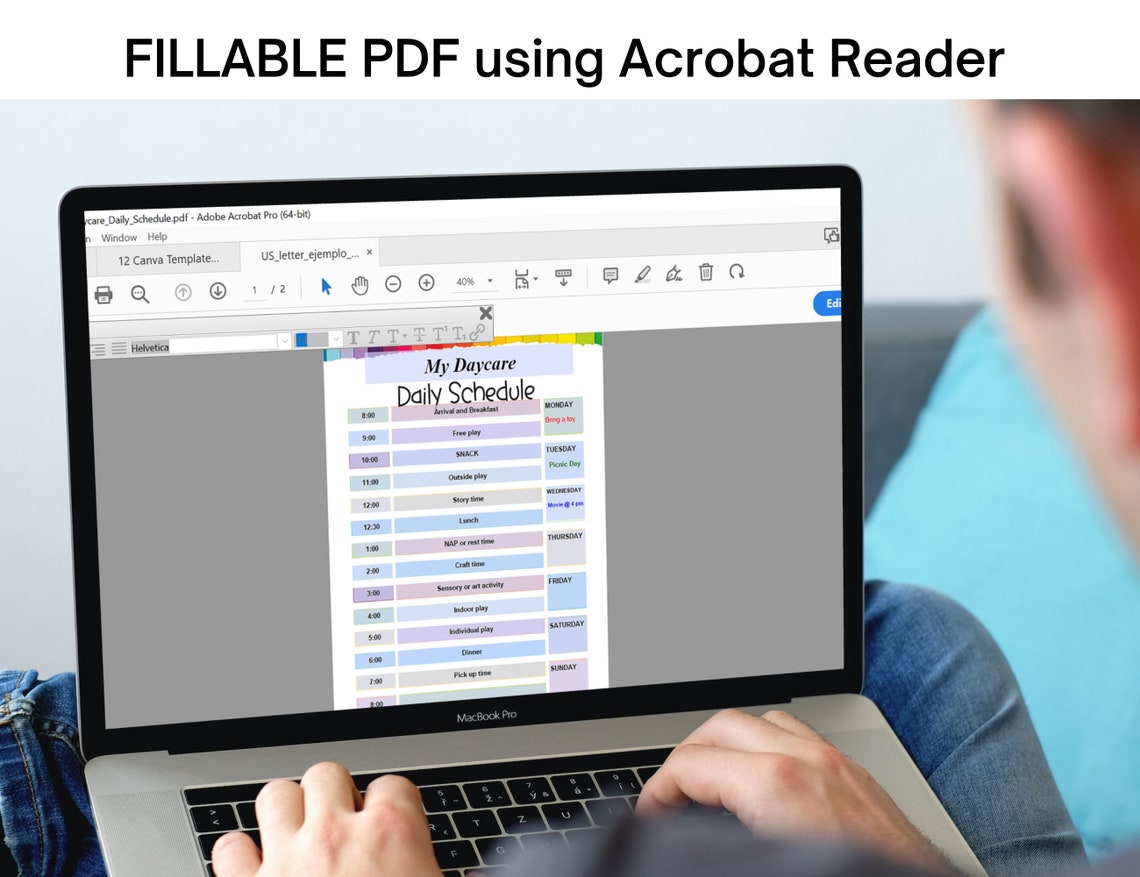 Daycare Daily Schedule Printable, Daycare Hourly Schedule, Editable