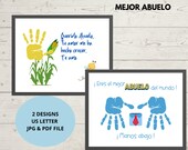 Grandparents day handprint Grandpa handprint craft Gift, Grandfather Keepsake Handprint Art, Spanish printable instant download
