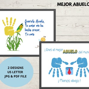Huella de la mano del día de los abuelos Regalo artesanal de la huella de la mano del abuelo, Arte de la huella de la mano del recuerdo del abuelo, descarga instantánea imprimible en español
