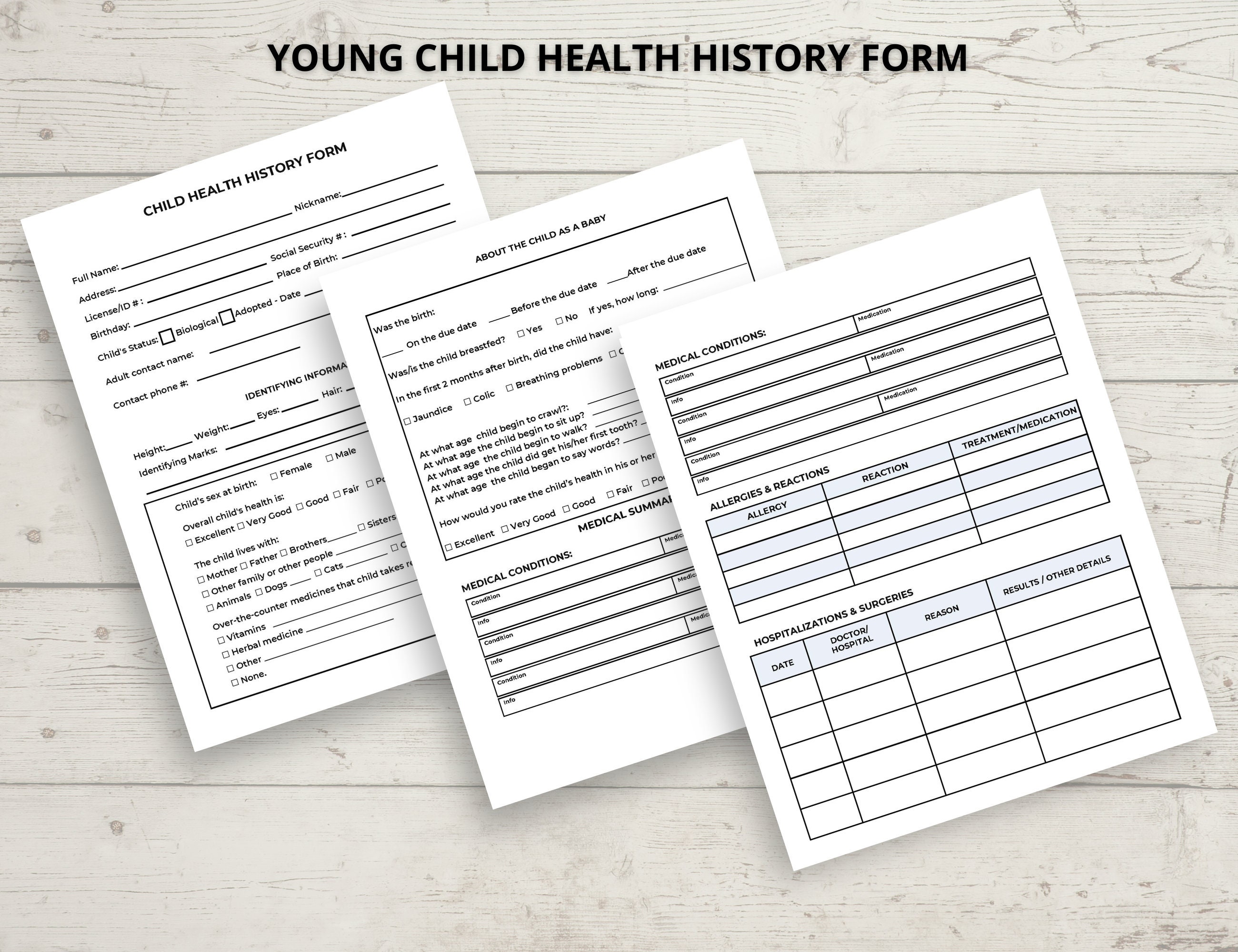 Child Health History Pdf Medical History Form, Kids Medical Records