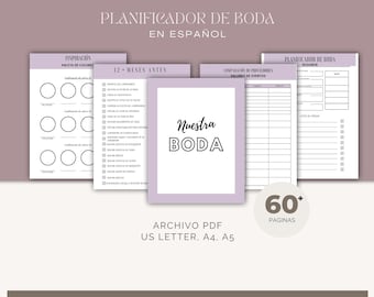 Planificador de bodas, Agenda de bodas para imprimir, Organizador de bodas, Wedding Planner , Planner, Agenda Nupcial, ESPAÑOL