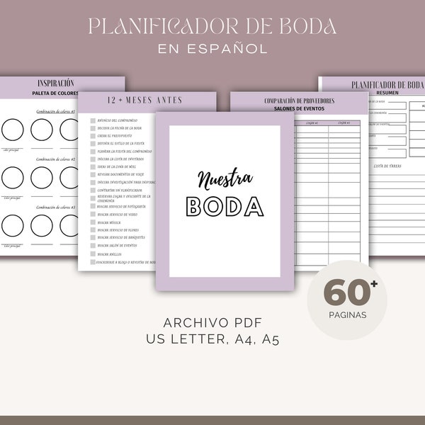 Planificador de bodas, Agenda de bodas para imprimir, Organizador de bodas, Wedding planner , Planner, Agenda Nupcial, ESPAÑOL