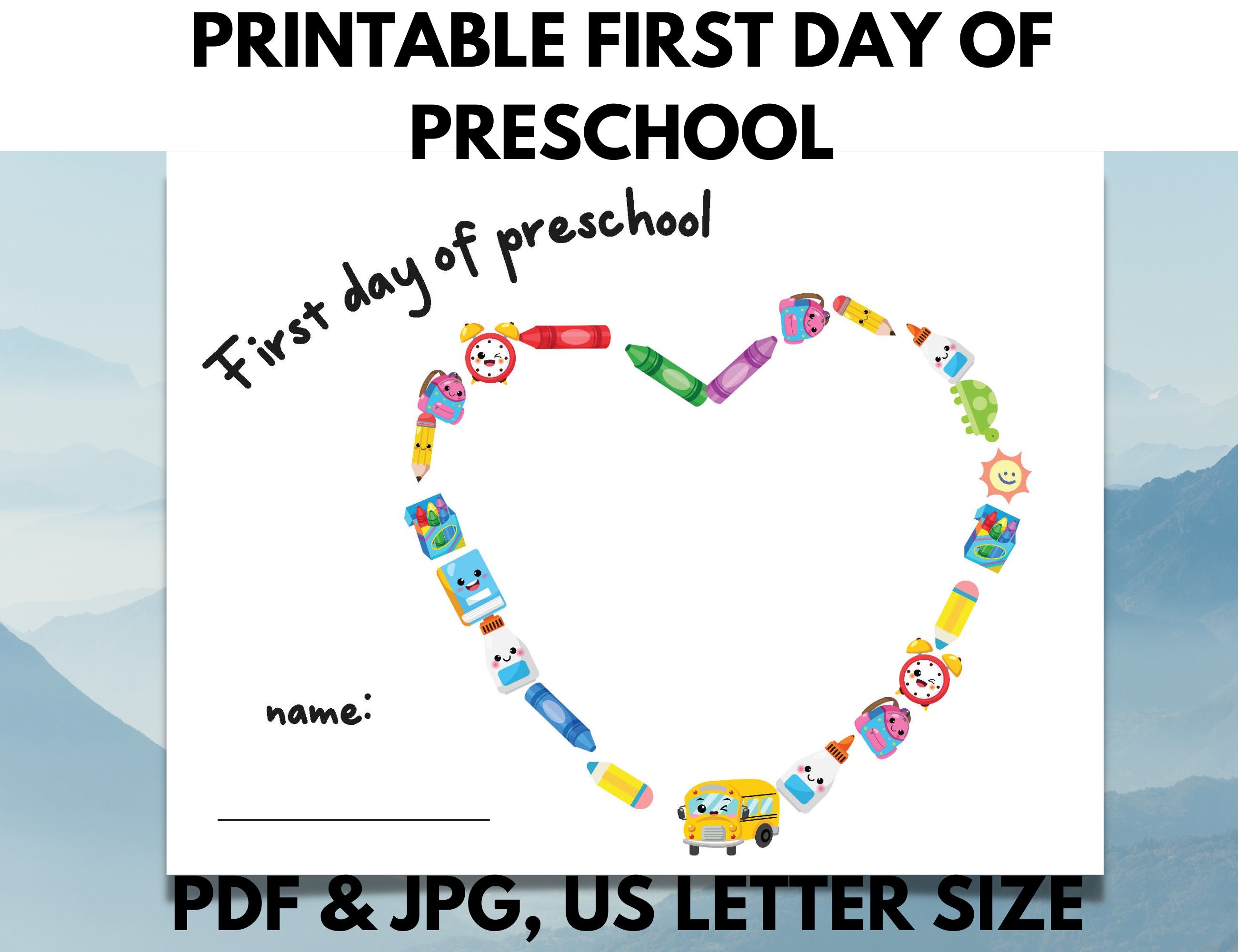 My First Day of Preschool Handprint Art Printable, Back to School ...