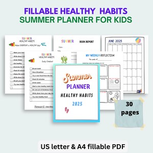 Summer Planner 2025 for kids, healthy kids Summer Bucket list, Summer Reading challenge