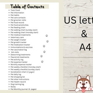Pet planner printable and editable, puppy planner, pet care planner, pet care binder printable instant download image 3