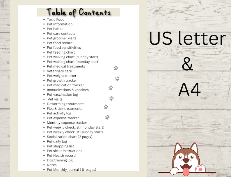 Pet planner printable and editable, puppy planner, pet care planner, pet care binder printable instant download image 3