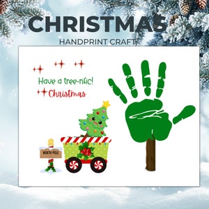 Christmas cute Christmas tree Handprint craft printable Keepsake, Christmas handprint or footprint Art activity for kids