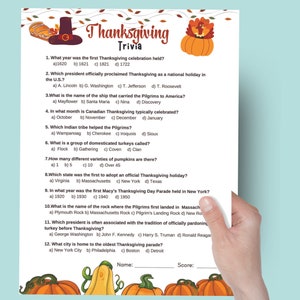 Thanksgiving trivia game, thanksgiving office party game