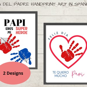 Fathers day handprint art, Gift for dad in spanish, Super hero Printable gift  for dad from kids in spanish
