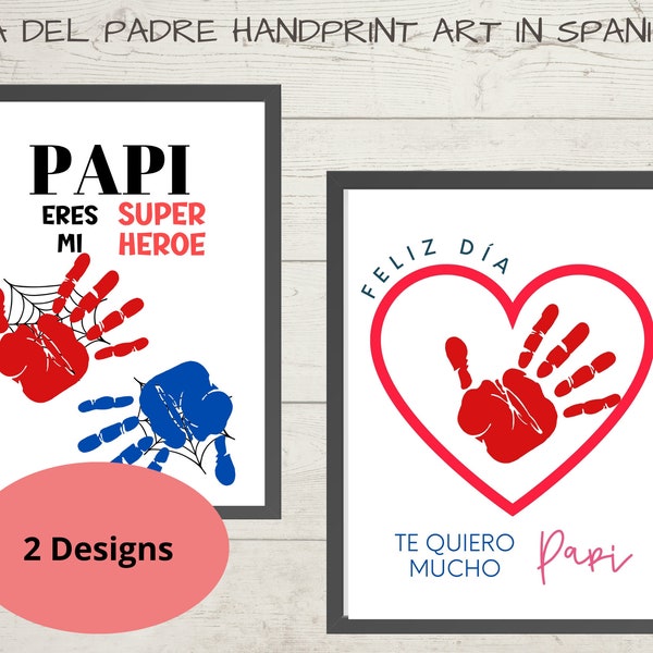 Dia del padre arte de huella de mano, regalo para papa en espanol, manualidad para papi