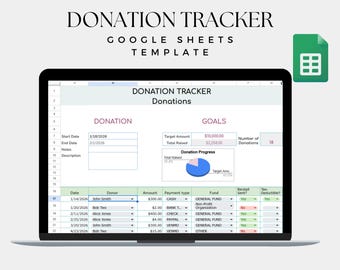 Planilha do Google Sheets para controle de doações, ideal para arrecadação de fundos e gestão de organizações sem fins lucrativos.