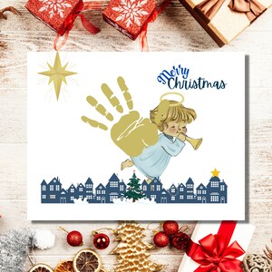 Christmas Angel Handprint craft printable Keepsake, Christmas handprint or footprint Art activity for kids