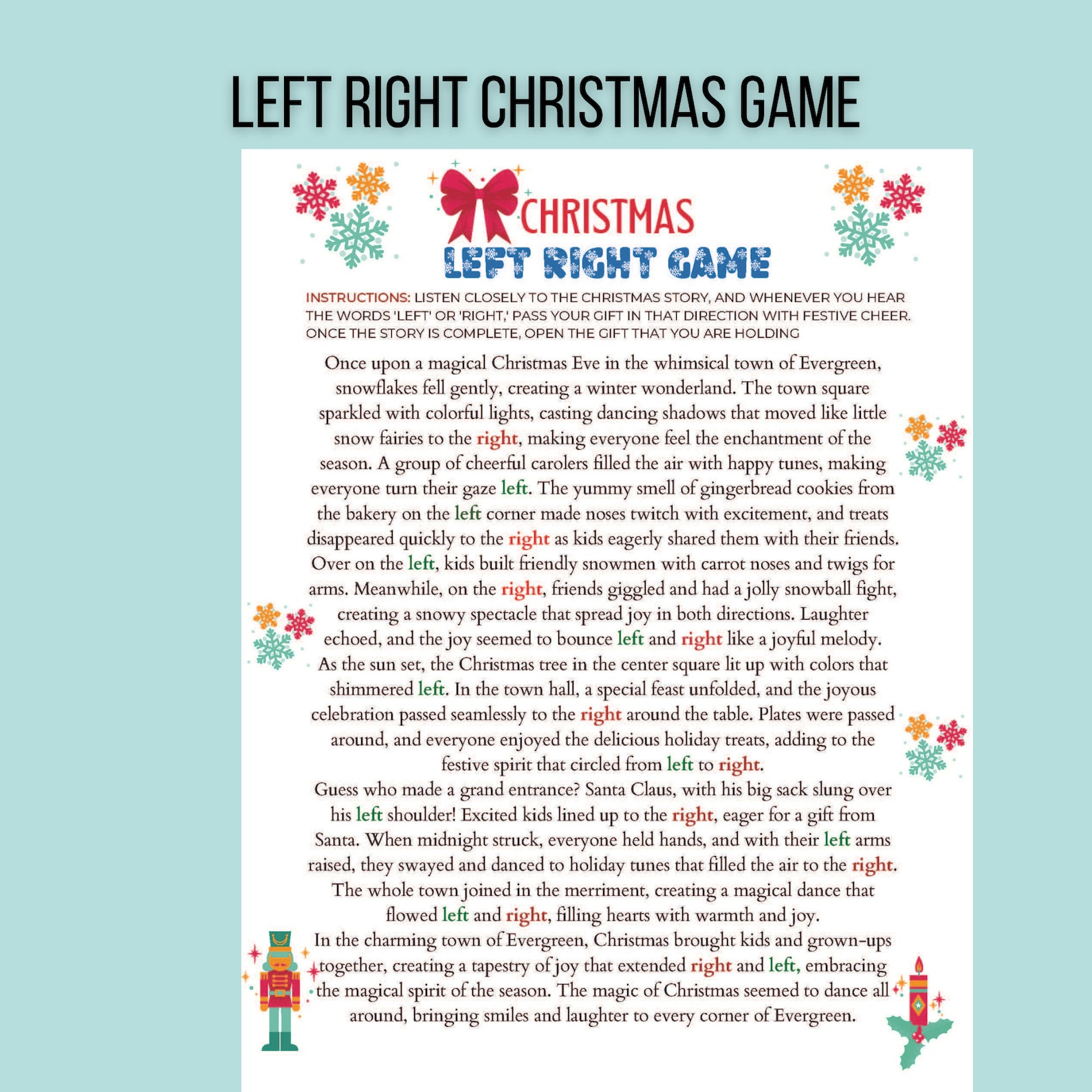 Left Right Christmas Game, Christmas Pass the Gift Game, Christmas