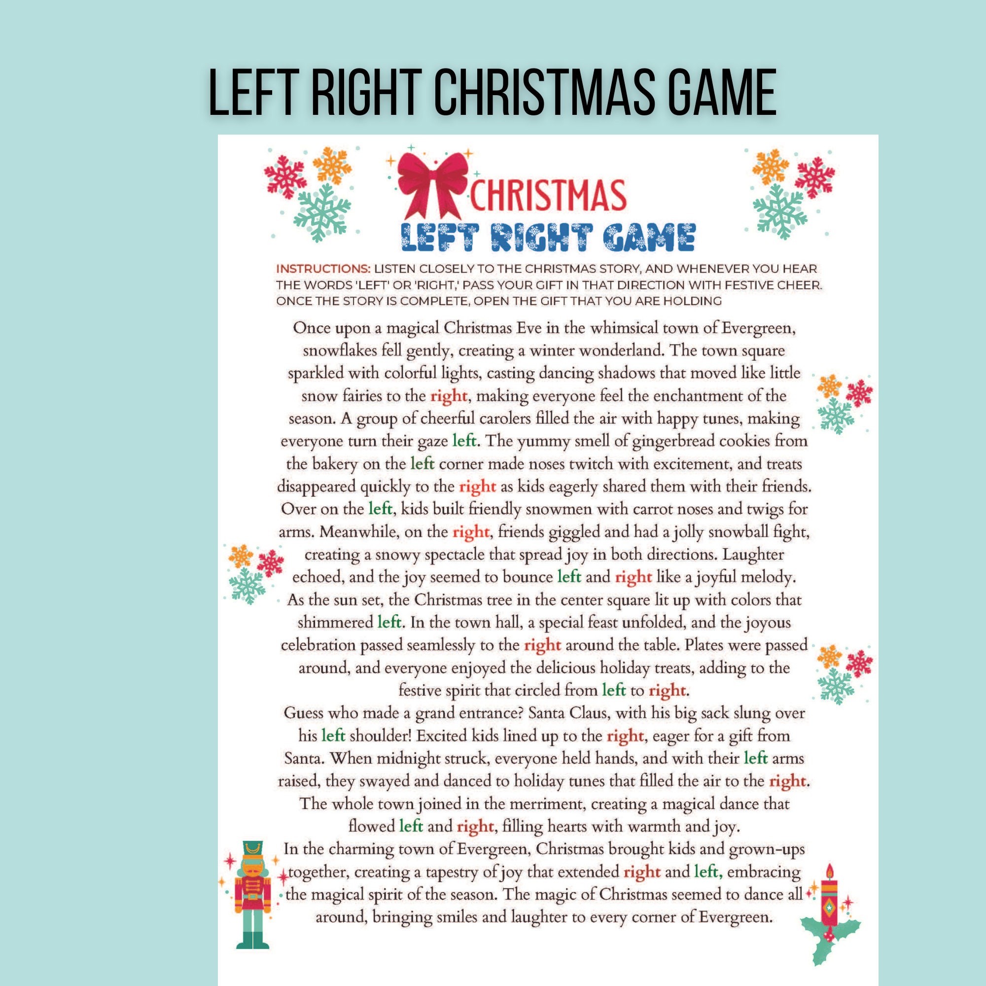 Left Right Christmas Game, Christmas Pass the Gift Game, Christmas