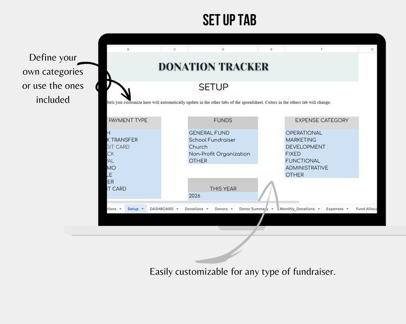 Donation Tracker Google Sheets Spreadsheet for Fundraising and ...