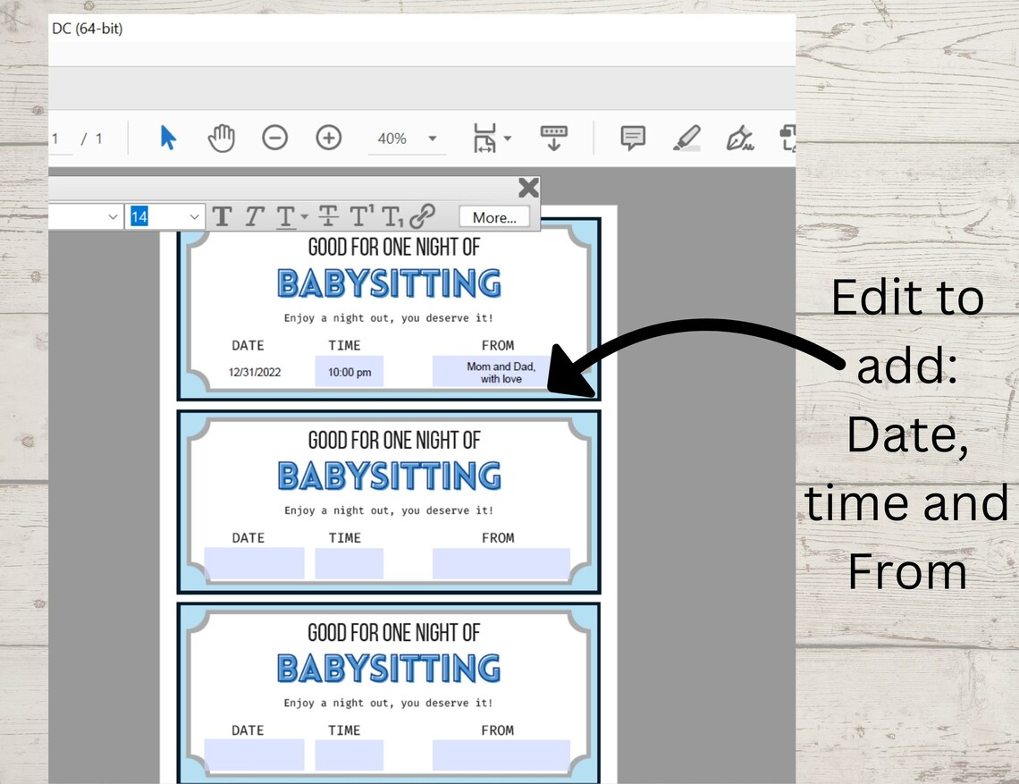 Babysitting Coupon Template, Editable Gift Voucher, Printable ...