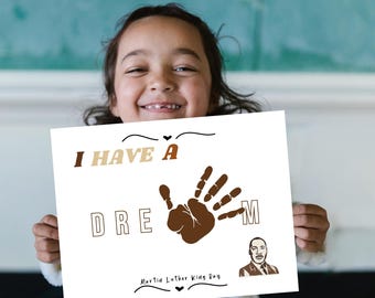 Black History Month Handprint, MLK kids craft, Martin Luther King Day printable Keepsake, I have a dream handprint  Art activity for kids,