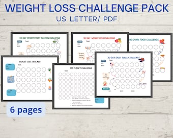 Weight loss challenge template pack printable, includes weight loss tracker