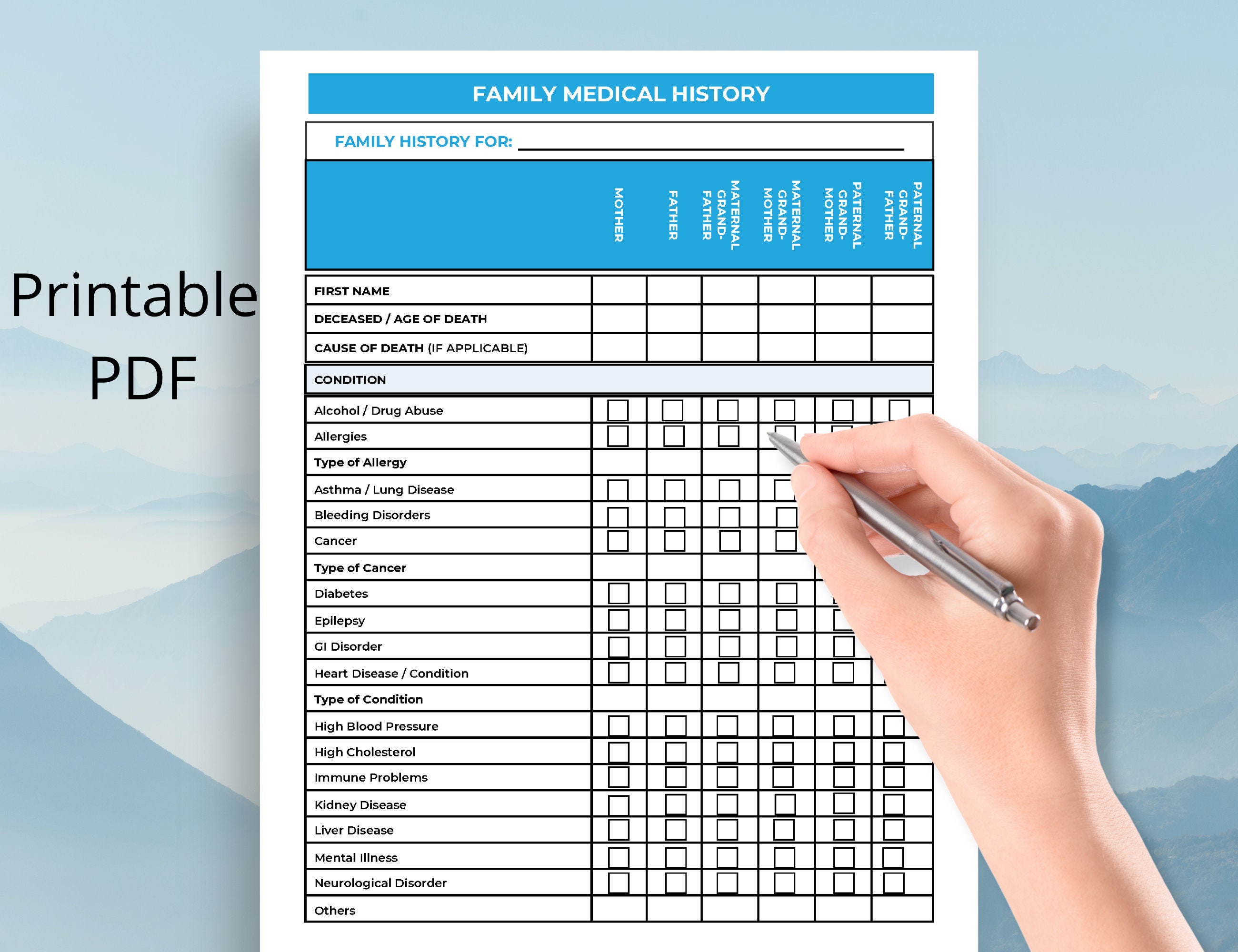 Health Background List.pdf Medical Information Fillable PDF Digital, Medical Summary- Medication ...