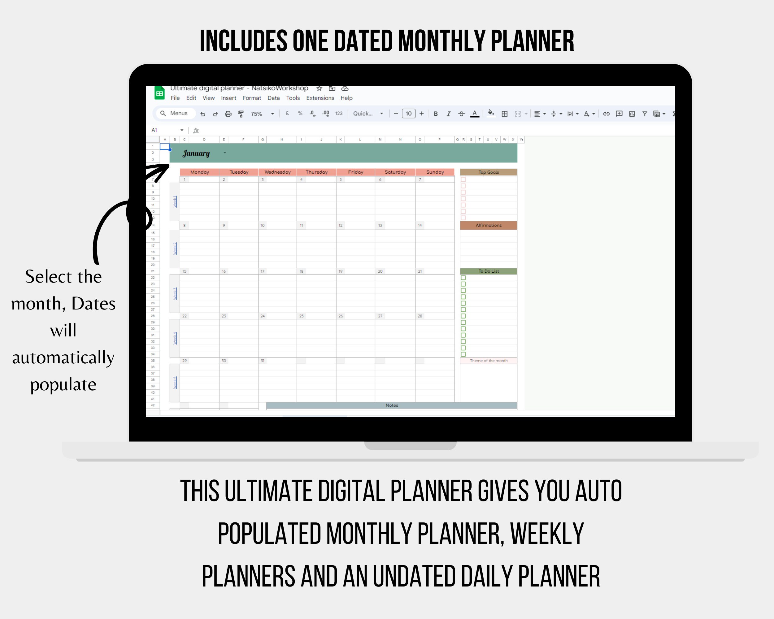 Monthly, Weekly Spreadsheet Planner, Google Sheets, 2024, or Any Year ...