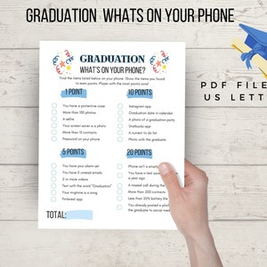 Graduation whats on your phone party game printable