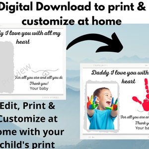 Regalo DIY con foto para el Día del Padre, arte de pared digital para papá, recuerdo para papá, arte con huella de mano infantil, imprimible, regalo para el Día del Padre para niños. imagen 2