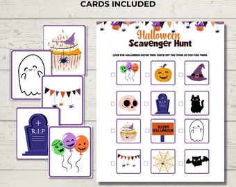 Halloween Scavenger Hunt Game for Kids – Printable Cards, Indoor Activity, Instant Download