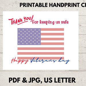 Veterans Day Handprint Art, Thank You Veteran Handprint Craft, Veterans ...