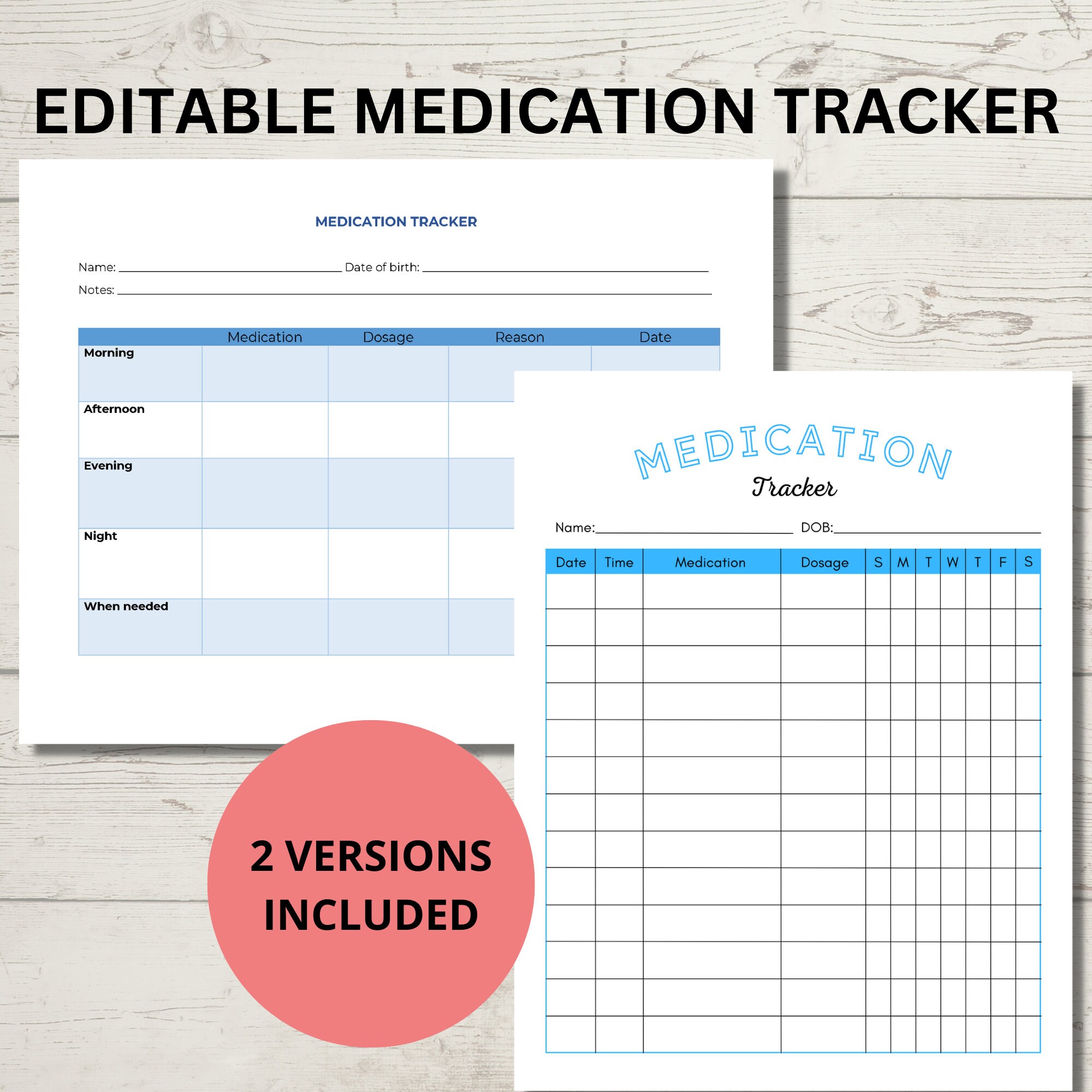 Medication Tracker Fillable, Editable Medication Log, Medicine Tracker ...