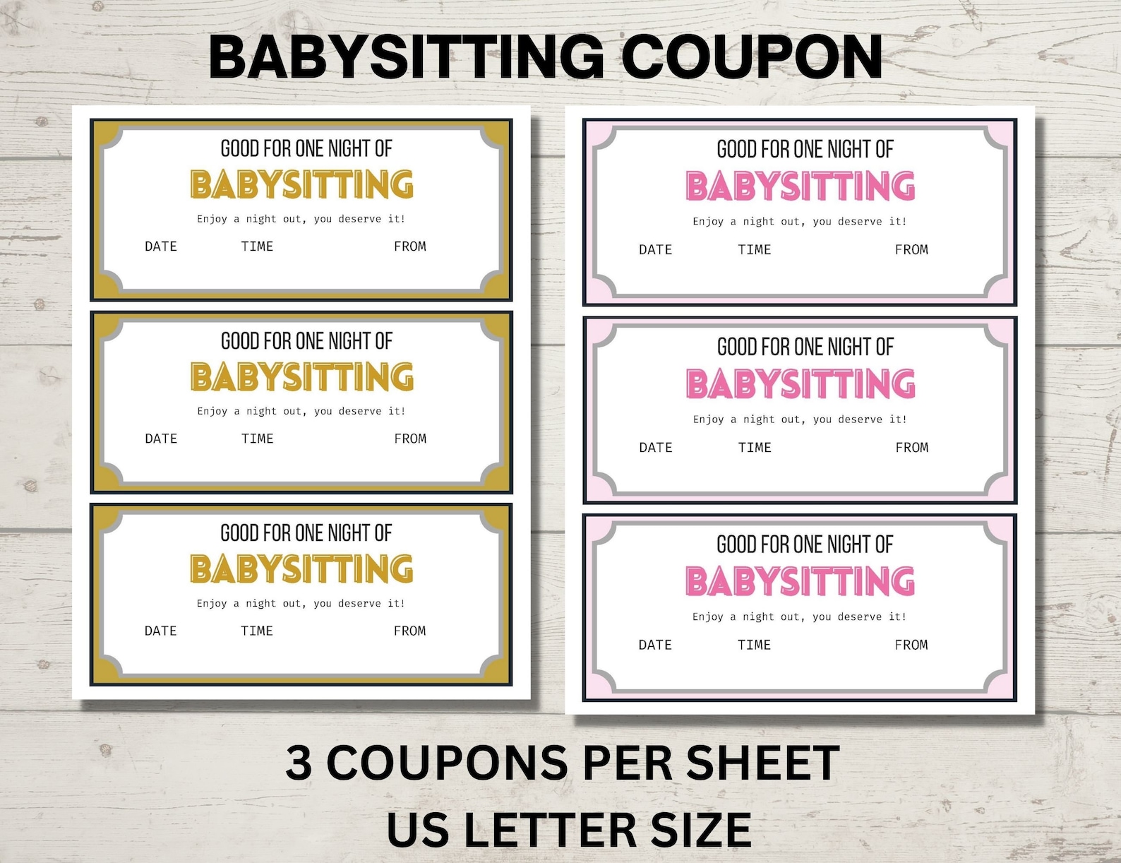 Babysitting Coupon Template, Editable Gift Voucher, Printable Babysitting Coupon Template, Editable Gift Voucher, Printable