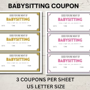 Babysitting Coupon Template, Editable Gift Voucher, Printable ...