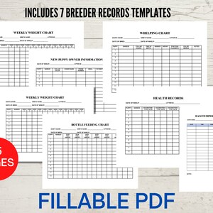 Breeder Forms Bundle, Whelping Records and Puppy Pack Included, Instant Download PDF Fillable ...
