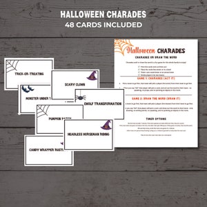 Halloween charades, Halloween family game, charades for kids and adults