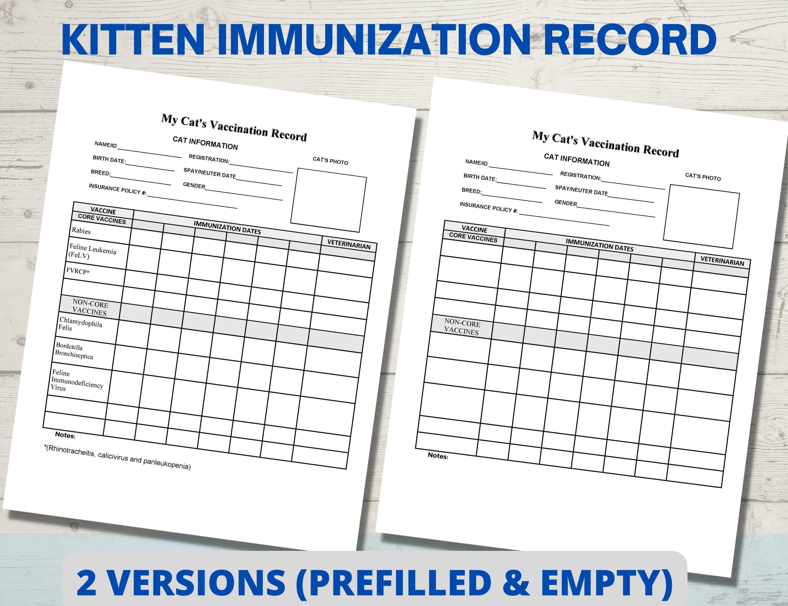 Cat Vaccination Record Cat Health Record Cat Shot Record Pet Health Cat Vaccination Record Cat Health Record Cat Shot Record Pet Health