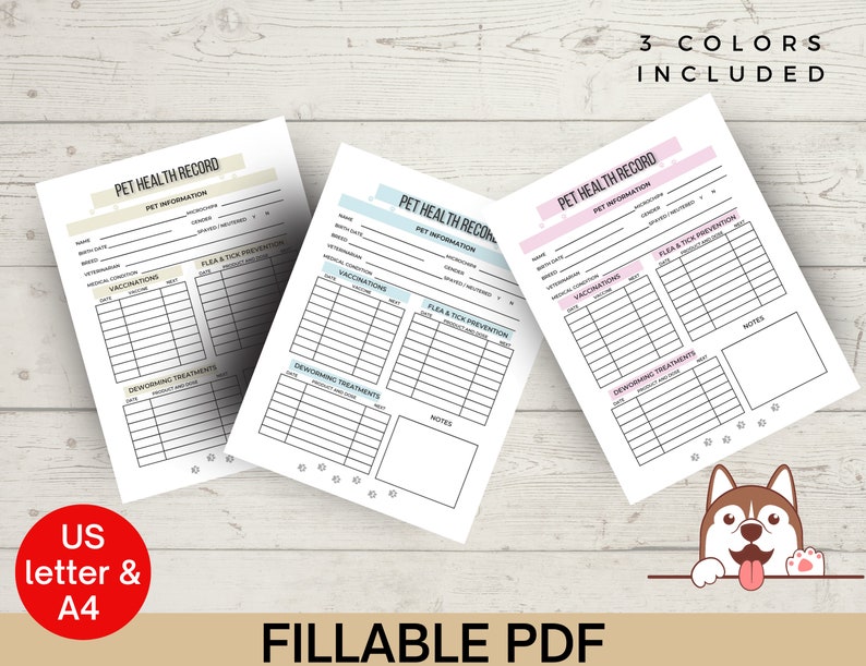 Feline Health Record Printable Feline Health Record Printable