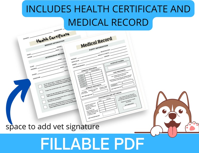 Breeder Puppy Pack, Puppy Health Certificate and Vaccination Record ...