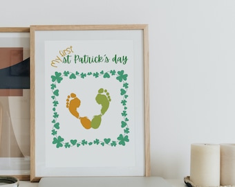 Erster St Patrick's Day Handabdruck, Fußabdruck Handwerk zum Ausdrucken, 1st Patrick's Day Andenken, DiY printable Handwerk