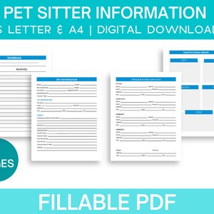 Pet Sitter Information Sheet for Dog Owners | Printable Instructions & Emergency Info for Pet Sitters | Dog Care Checklist
