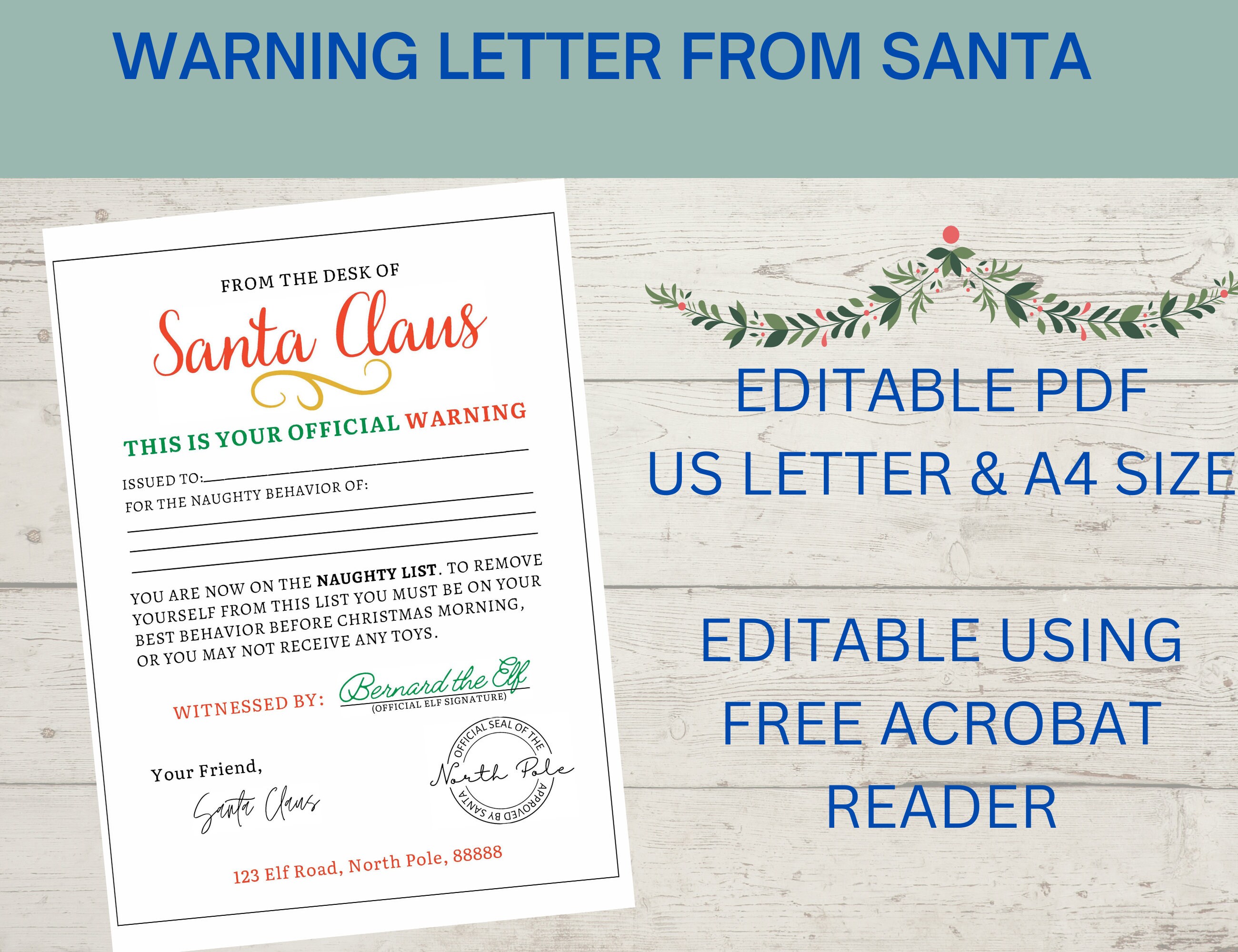 Letter From Santa, Warming Letter From Santa Claus, Naughty List
