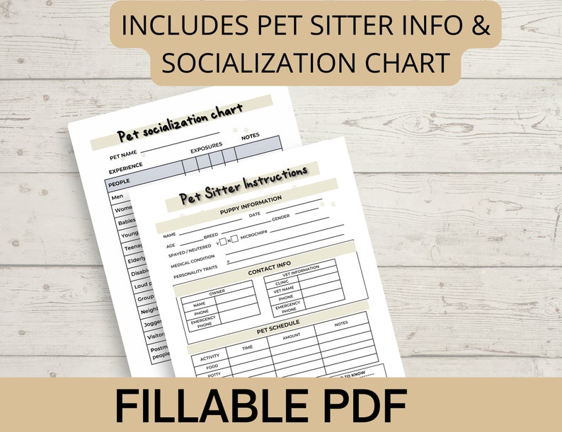 Pet planner printable and editable, puppy planner, pet care planner, pet care binder printable instant download image 5