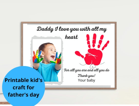 Father's day photo  DIY gift for dad digital wall Art | keepsake for dad  child handprint art | Printable | Fathers Day Gift from kids