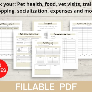 Pet planner printable and editable, puppy planner, pet care planner, pet care binder printable instant download image 2