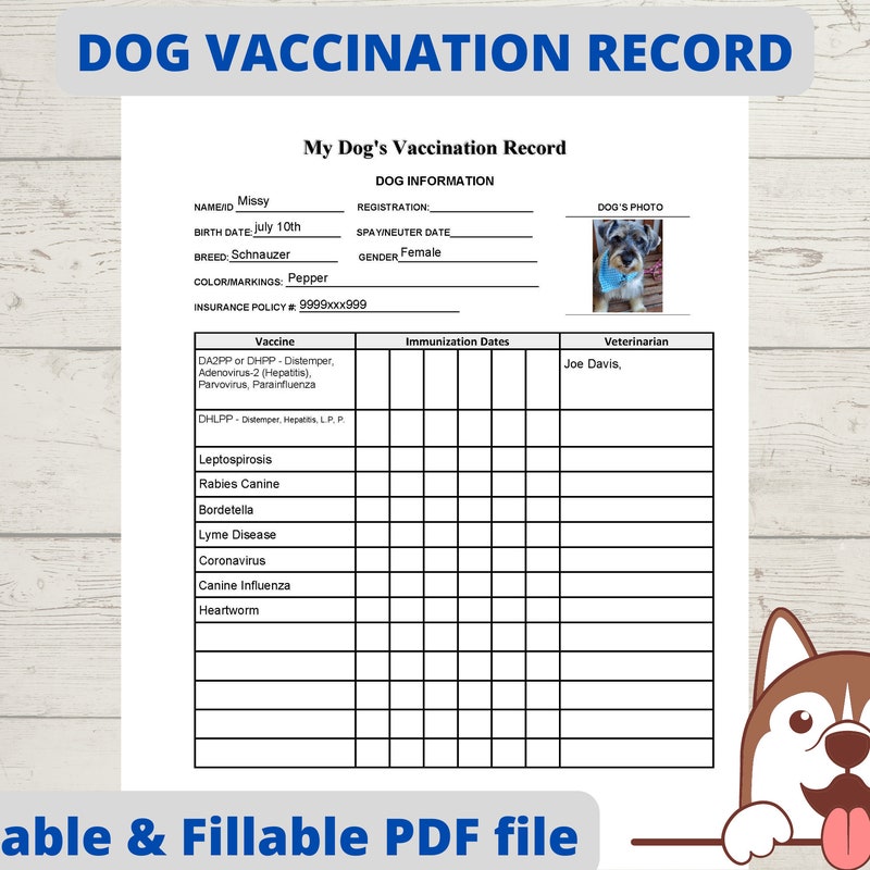 Puppy Health Spreadsheet Etsy