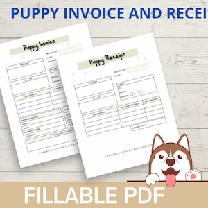 Puppy invoice and receipt, fillable dog breeder forms, puppy bill
