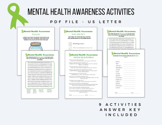 Mental Health Awareness, Mental Health Bundle Activity, Office Mental Health Awareness Month printable activities