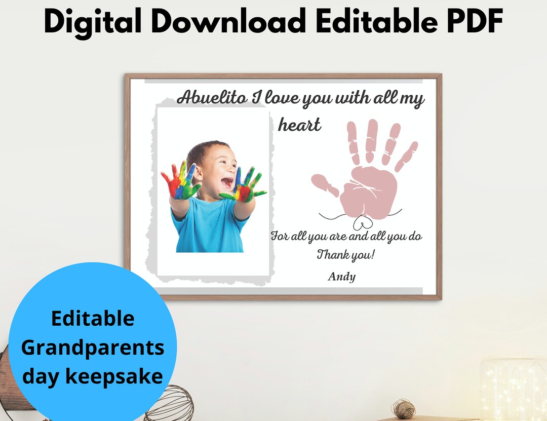 Grandparents Day Handprint Grandpa Abuelito Photo Art DIY Fathers Day ...