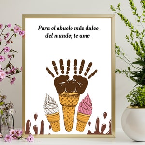 Handabdruck von Abuelo, Geschenk für Abuelo auf Spanisch, Eistüte als Geschenk zum Ausdrucken